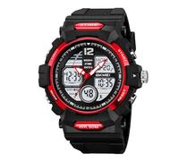 Orologio Digitale da Uomo Stile Militare, Impermeabile 50M, Sportivo con Timer, Luce EL, Doppio Fuso Orario, Perfetto per Fitness, Allenamento e Missioni Outdoor(Red)