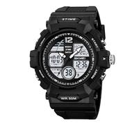 Orologio Digitale da Uomo Stile Militare, Impermeabile 50M, Sportivo con Timer, Luce EL, Doppio Fuso Orario, Perfetto per Fitness, Allenamento e Missioni Outdoor(Black)