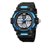 Orologio Digitale da Uomo Stile Militare, Impermeabile 50M, Sportivo con Timer, Luce EL, Doppio Fuso Orario, Perfetto per Fitness, Allenamento e Missioni Outdoor(Blue)
