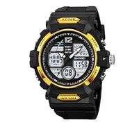 Orologio Digitale da Uomo Stile Militare, Impermeabile 50M, Sportivo con Timer, Luce EL, Doppio Fuso Orario, Perfetto per Fitness, Allenamento e Missioni Outdoor(Yellow)