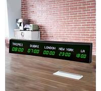 Orologio digitale del mondo - Ampio display a LED con fusi orari multipli per hotel, fabbriche, centri commerciali e luoghi per eventi