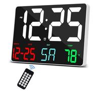 Orologio Digitale grande display,11,4",Calendario Digitale,sveglia,Orologio da giorno con telecomando senza fili,Orologio da parete a LED con data e temperatura,12/24H,Sveglia ,Parola di colore bianco