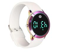 Orologio Digitale Impermeabile, Cassa Ultra Sottile, Multifunzionale, Touch Screen, 12 24 Ore, Antiurto, Cronometro, Tre Set di Allarmi, Impermeabile 50 (Cintura bianca