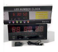 Orologio Digitale LED Rosso da Parete con Data, Temperatura e Sveglia sottile