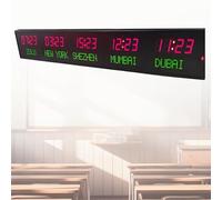 Orologio Digitale Multi-Tempo LED, Montato a Parete con luminosità Regolabile e Telecomando, Che Mostra 5 Città globali
