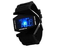 Orologio Digitale Multifunzionale da Aereo per Uomo e Donna, Luci Colorate a LED, Design Unico, Specchio in Plastica, 1 Orologio da Aereo (BLACK)