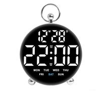 Orologio digitale multifunzione con controllo vocale, mostra ora, data e temperatura su uno schermo LED di facile lettura; perfetto per l'uso notturno (bianco)