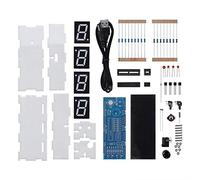 Orologio digitale parlante compatto a 4 cifre Kit fai da te a LED Controllo della luce Visualizzazione della temperatura Data e ora Custodia trasparente
