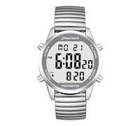 Orologio digitale parlante con contapassi, tempo di conversazione, data, passi, calorie in inglese, 5 sveglie, retroilluminazione EL, numeri grandi LCD, senza Bluetooth, per anziani/non vedenti