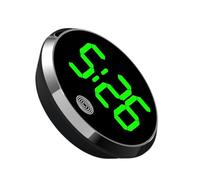 Orologio digitale per auto - Display LED touch screen da 46 mm, dispositivo portatile rotondo | Specchio in vetro standard, frigorifero da cruscotto camper, uso in classe