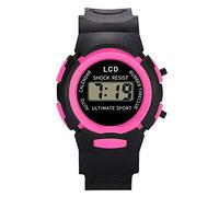 Orologio digitale per bambini, analogico, elettronico, sportivo, da polso, LED, compatibile con macchina, Rosa acceso, One Size, Cinturino