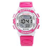 Orologio digitale per bambini con data a LED e sveglia, orologio sportivo per bambini, Rosa acceso, misura unica
