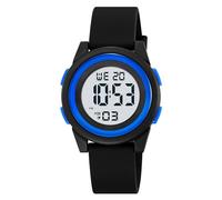 Orologio Digitale per Bambini, Impermeabile 50M, Sportivo con Luce LED, Sveglia, Data, Cronometro, Giorno della Settimana, Formato 12/24h, Cinturino PU Comodo(Blue)