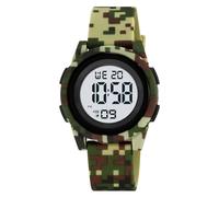 Orologio Digitale per Bambini, Impermeabile 50M, Sportivo con Luce LED, Sveglia, Data, Cronometro, Giorno della Settimana, Formato 12/24h, Cinturino PU Comodo(Camo)