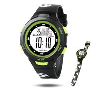 Orologio digitale per bambini. Impermeabile. Allarme. Cronometro. LED 5 6 7 8 9 10 anni - Cinturino in silicone calcio Dino Unicorno Piccoli Calciatori - Soccer Watch, Nero , Sport