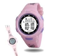 Orologio digitale per bambini. Impermeabile. Allarme. Cronometro. LED 5 6 7 8 9 10 anni - Cinturino in silicone calcio Dino Unicorno Piccoli Calciatori - Soccer Watch, Rosa, Unicorno