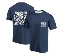 Orologio digitale ragazzo uomo maglietta girocollo QR code-stampa a maniche corte, casual, alla moda, comoda maglietta sportiva a maniche corte Turchia uomo, Blu marino, M