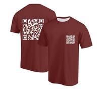Orologio digitale ragazzo uomo maglietta girocollo QR code-stampa a maniche corte, casual, alla moda, comoda maglietta sportiva a maniche corte Turchia uomo, Vino, 4XL