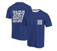 Orologio digitale ragazzo uomo maglietta girocollo QR code-stampa a maniche corte, casual, alla moda, comoda maglietta sportiva a maniche corte Turchia uomo, Blu scuro, S