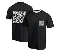 Orologio digitale ragazzo uomo maglietta girocollo QR code-stampa a maniche corte, casual, alla moda, comoda maglietta sportiva a maniche corte Turchia uomo, Nero , M