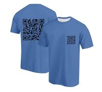 Orologio digitale ragazzo uomo maglietta girocollo QR code-stampa a maniche corte, casual, alla moda, comoda maglietta sportiva a maniche corte Turchia uomo, Azzurro, M