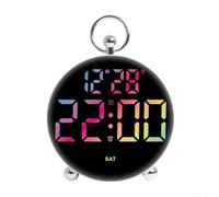Orologio digitale rotondo con controllo vocale con modalità notturna e allarmi personalizzabili per giorni feriali o fine settimana su misura per il tuo programma (colore)