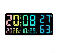 Orologio digitale silenzioso con sveglia e datario | Display a schermo intero, mostra ora, data, giorno della settimana, temperatura e umidità, ideale per una rapida panoramica