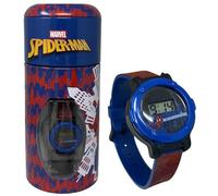 Orologio Digitale Spiderman Marvel Bambini con Contenitore Salvadanaio in Latta Display 3 cm Cinturino Gomma Regolabile 21 cm Cassa ABS e Lega Batteria LR41 Inclusa Idea Regalo Bambino