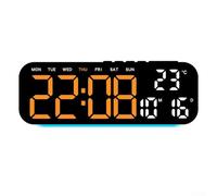 Orologio digitale, sveglia a LED con display della temperatura, orologio elettronico da tavolo con luce notturna settimana e data, temperatura LED 4 livelli di luminosità dimmer (D)