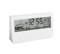 Orologio digitale trasparente da scrivania con data, temperatura, umidità, funzione snooze, design moderno per camera da letto, ufficio, casa, decorazione regalo
