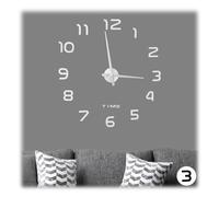 relaxdays Orologio da Parete DIY, Numeri-3D Adesivo Murale Autoadesivo Facile Montaggio Grandezza Variabile, Argento