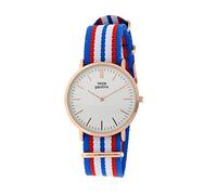 Orologio Donna, Think Positive, Modello SE W92 Flat Watch Large Rosè, Cinturino Di Tessuto/ Cordora, Colore Blu, Rosso e Bianco