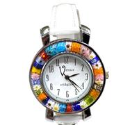 Orologio Donna watch in Vetro di Murano Murrina Millefiori 35mm (BIANCO)