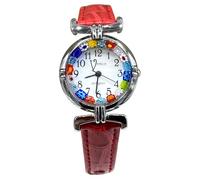 Orologio Donna watch in Vetro di Murano Murrina Millefiori (ROSSO)