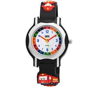 Orologio educativo QBOS con cinturino in silicone nero per vigili del fuoco