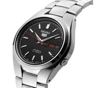 Orologio elegante uomo Seiko 5 automatico quadrante nero bracciale acciaio...