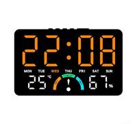 Orologio Elettronico a LED con Display Temperatura E Umidità, Ampio Schermo Ora Data Sveglia Per Comodino, Indicatore Comfort, 16 X 3,3 X 10 Cm (arancione)