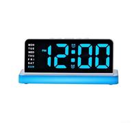 Orologio elettronico a LED con luce notturna, ampio display sveglia con illuminazione ambientale a 3 livelli, aggiornamento automatico della data, per comodino, blu