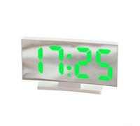 Orologio elettronico a LED con schermo curvo e grande display a caratteri, sveglia semplice per la gestione del tempo da tavolo, adatto per studenti (luce bianca-verde)