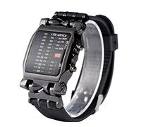 Orologio elettronico binario a LED con orologio da polso con funzione data | Orologio da polso sportivo con cinturino PU digitale quadrato orologio da polso con display binario a LED retroilluminazione