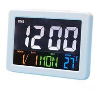 Orologio elettronico con ampio schermo LCD a colori per lettura di ora, data, settimana e temperatura, struttura in plastica ABS per una maggiore durata (bianco)