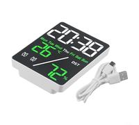 Orologio elettronico con temperatura, umidità, giorno della settimana e data e impostazione dell'ora legale per un'accurata misurazione dell'ora interna (/ verde + bianco)