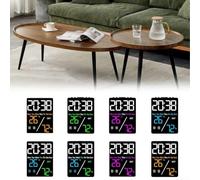 Orologio elettronico con visualizzazione dell'ora, della temperatura e dell'umidità, ampio schermo trasparente e livelli di luminosità regolabili per una visione confortevole (guscio nero blu)