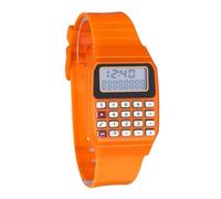 Orologio elettronico delle donne dell'orologio della calcolatrice del polso di multi tempo del silicone con la seconda mano, Arancione, misura unica