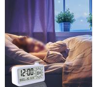 - Orologio elettronico LCD di gestione con timer visivo sveglia per studenti con funzionamento silenzioso triplo allarme alimentato a batteria (150 x 40 x 80 mm bianco/nero/blu)
