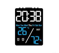 Orologio elettronico multifunzionale con temperatura, umidità, giorno della settimana, data e ora legale, per uso domestico e ufficio (blu + nero)