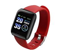 Orologio fitness intelligente 116Plus con braccialetto wireless, test della pressione sanguigna impermeabile per uomini e donne (rosso)