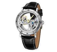 Orologio Forsining a scheletro, da uomo, con design unico di lusso, movimento automatico, stile popolare, cinturino in vera pelle