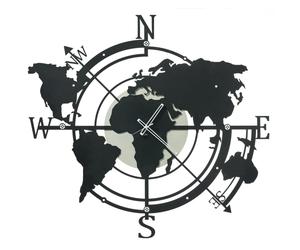 Orologio grande da parete PLANISFERO Dimensioni 100x h 94cm E riproduce la carta geografica E tutta la superficie della Terra colore Avorio e nero