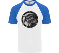 Orologio Grim Reaper Teschio Biker Gotico Demone Uomo S/S Maglietta Baseball